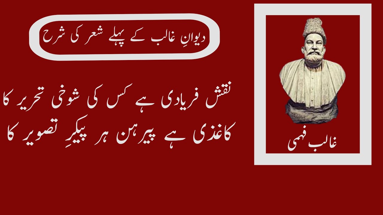 Naqsh Faryadi Hai |Explanation Of Couplet Of Ghalib iN URDU/HINDI | ہے کس کی شوخیِ تحریر نقش فریادی