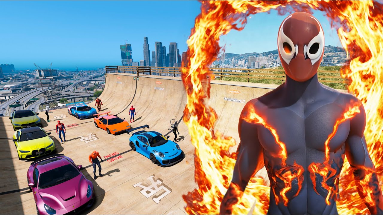 Superheroes Ramp Madness! Exploding Cars Challenge | GTA 5🔥