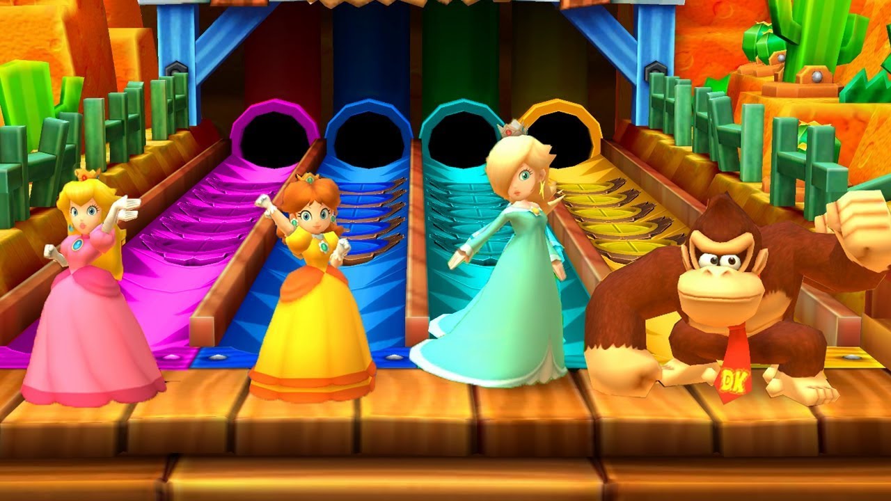 Mario Party Star Rush MiniGames - Peach Vs Daisy Vs Rosalina Vs Donkey Kong (Master Difficulty)