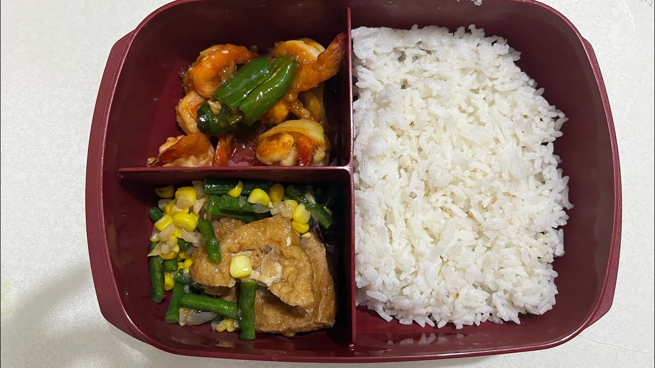 Tumis kacang, udang pedas manis dan packing bekal