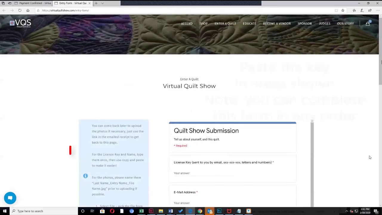 Virtual Quilt Show Entry Instructions