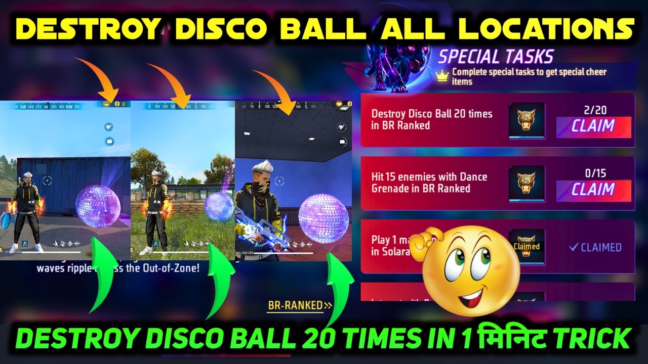 HOW TO COMPLETE DESTROY DISCO BALL 20 TIMES IN BR RANKED BERMUDA MAP MISSION KAISE KARE IN FREE FIRE