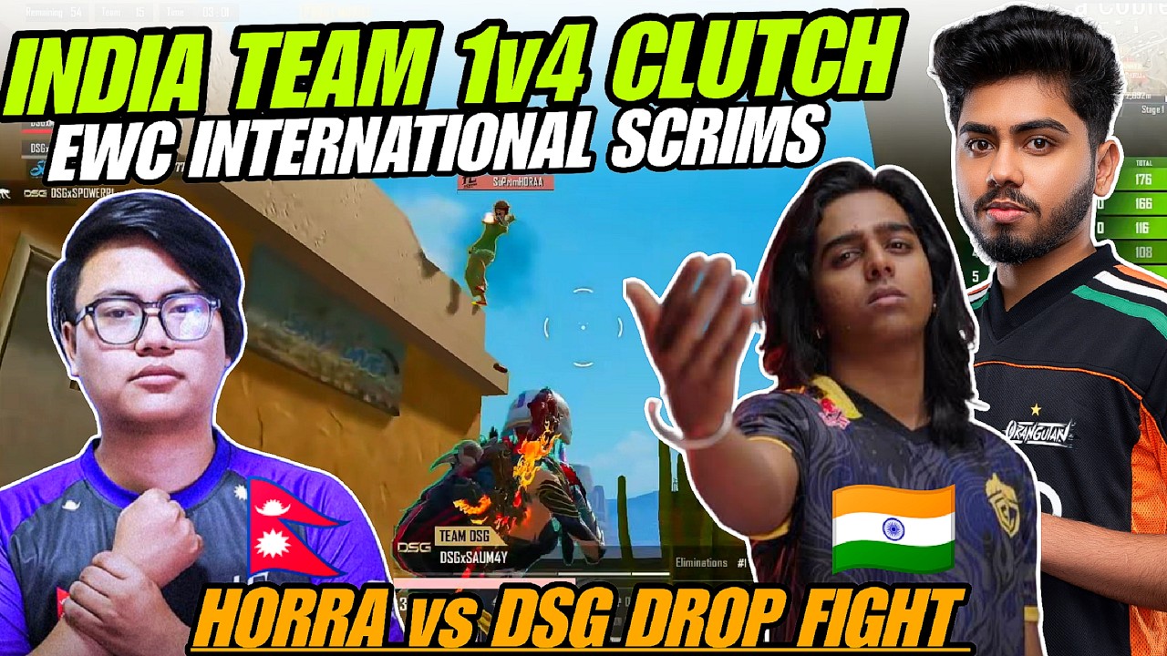 India Team GodLike🇮🇳 vs HORRA🇳🇵SAUMAY 1v4 in International Scrims 🔥 KONG CREW & DSG EWC Scrims S8UL