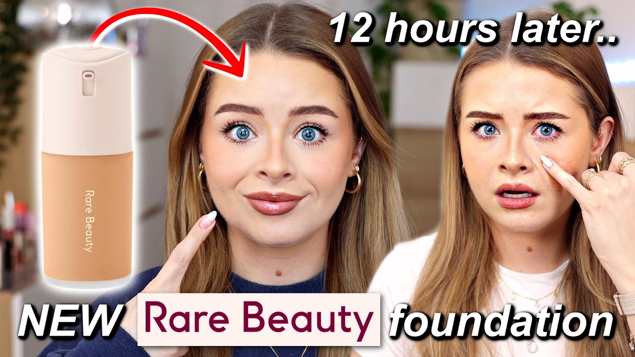 Новая тональная основа Rare Beauty! Тест на стойкость в течение 12 часов.. 🤔 Натуральная матирующ...