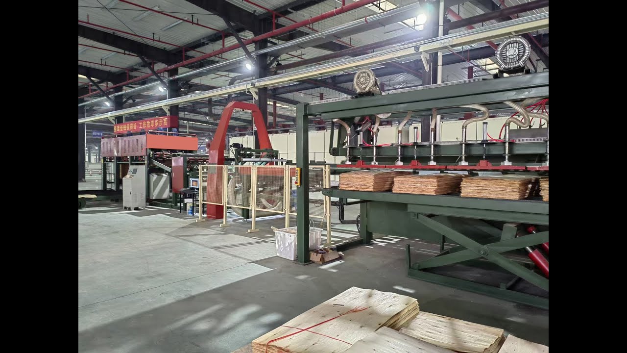 Automatic veneer grading line with veneer stacking
