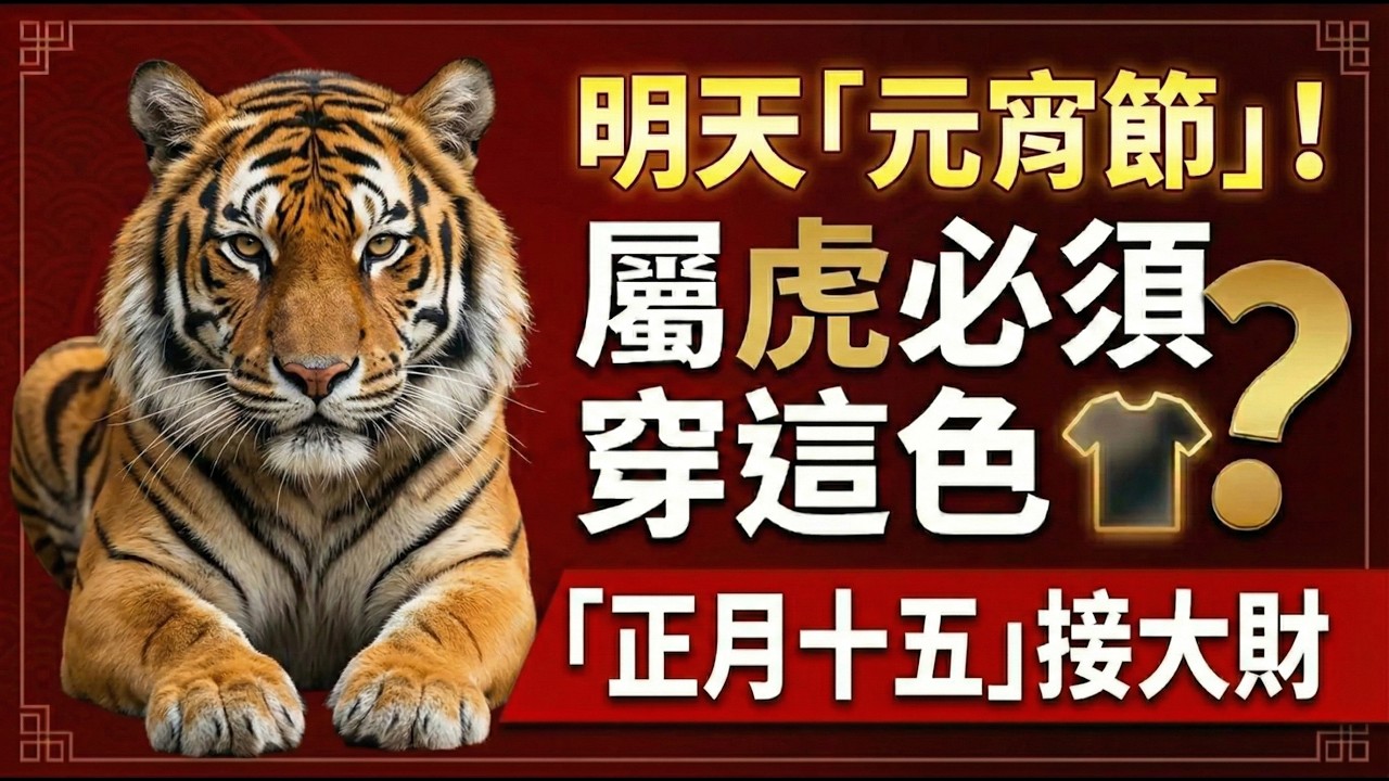 屬虎注意！明天3月3號正月十五「元宵節」，一定要穿「這顏色」，讓你偏財大旺，財源滾滾來！#屬虎2026運勢 #元宵節 #開運 #財運 #正月十五 #偏財運 #幸運顏色 #招財顏色 #2026生肖虎運勢