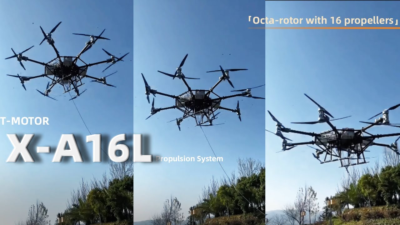 8-Axis 16-Prop Beast! 300kg+ Heavy Lifting, Motors Stable Under 40C | T-MOTOR X-A16L in Action