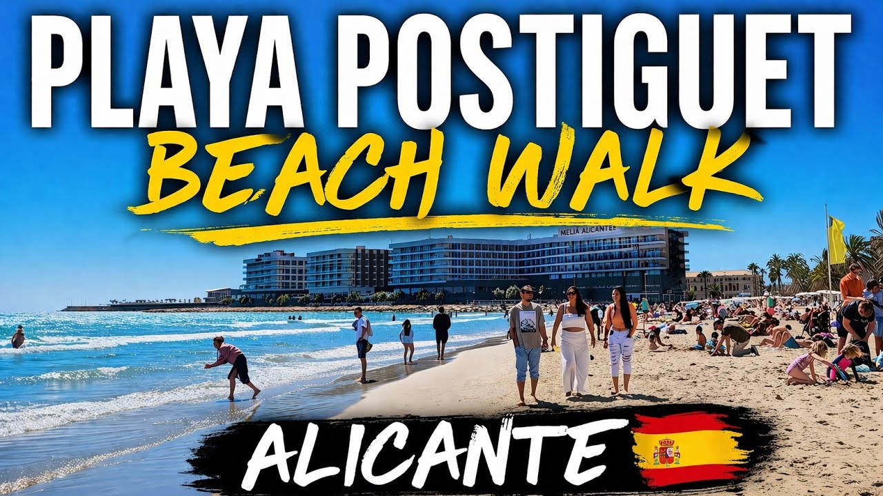 Playa Postiguet Beach Walk April 🌊 | Alicante Spain 4K Raw | No Music No Talking | No Spain No Gain
