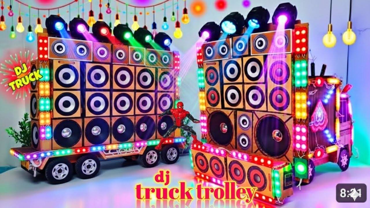 Mini Dj Truck Setup Loading at-home by Cardboard Making Dj truck and light | MiniDj Setup |dj wala