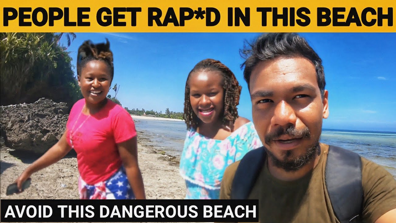 Kenyan girls takes me to Dangerous beach
