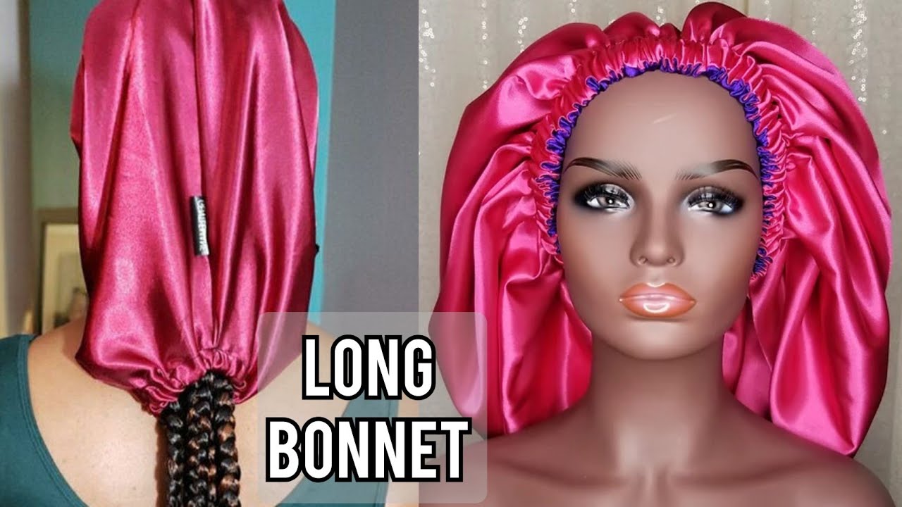 How to make a LONG Satin BONNET for BRAIDS // Long bonnet DIY // Bonnet for big hair
