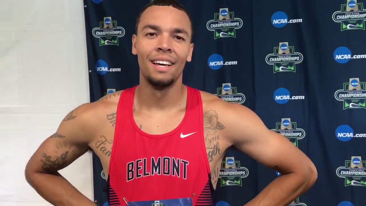 .@BelmontXCTF's Caleb Corprew Post Race at the NCAA Track & Field 400m Hurdles National Semifinals