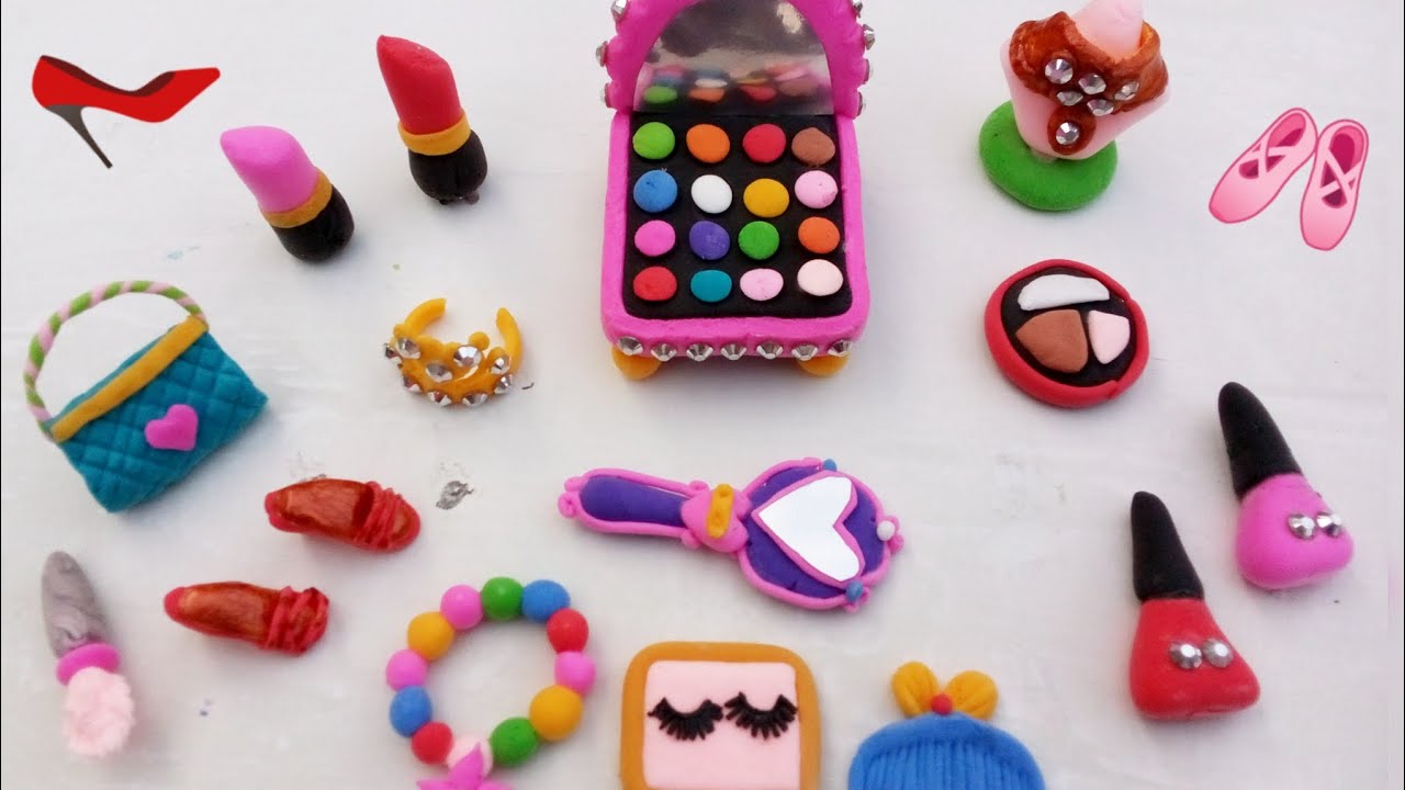 DIY How To Make Polymer Clay Miniature Barbie Makeup Set With Eyeshadow, Lipstick & Nail PolishThis