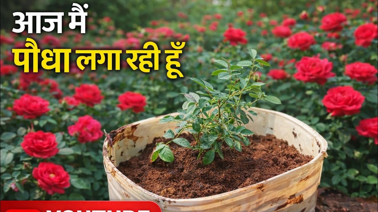 आज मैं गुलाब का पौधा लगा रही हूं 