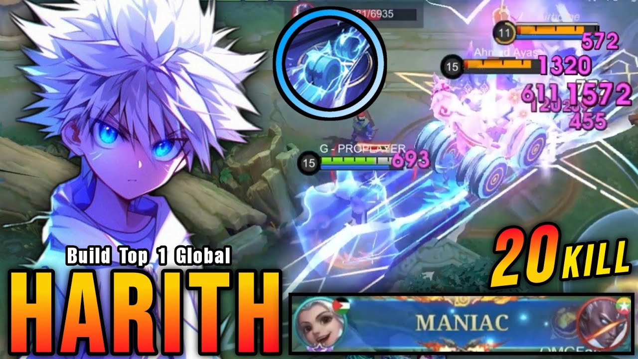 20 Kills + MANIAC!! Harith Killua Deadly Gold Laner!! - Build Top 1 Global Harith ~ MLBB