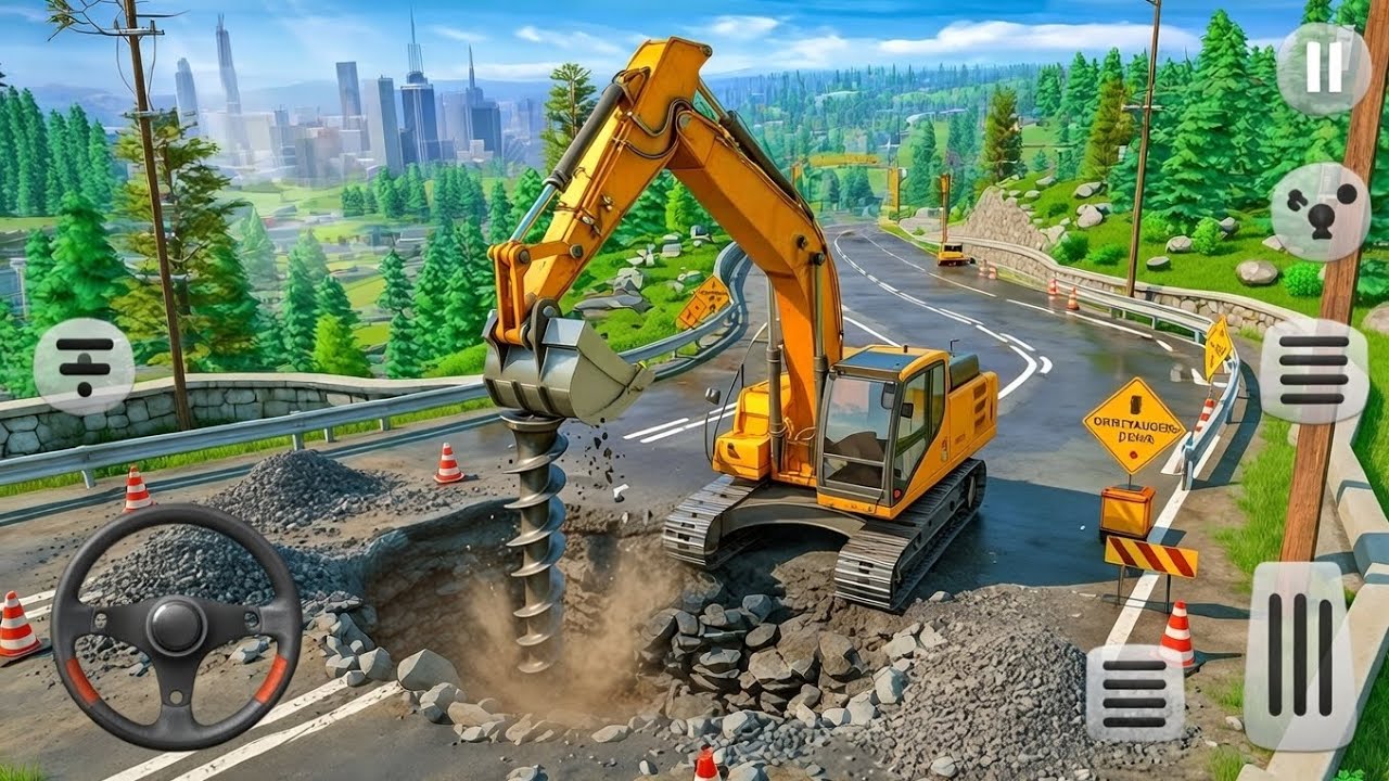 City Road Construction Games – REAL Construction Simulator Gameplay | Heavy Machines & Excavator