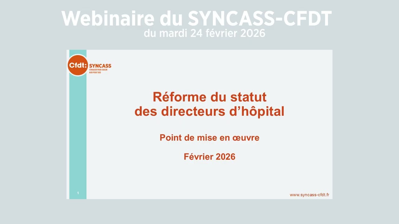 Webinaire du SYNCASS CFDT - L’instruction de la DGOS sur la bascule de la PFR vers le RIFSEEP