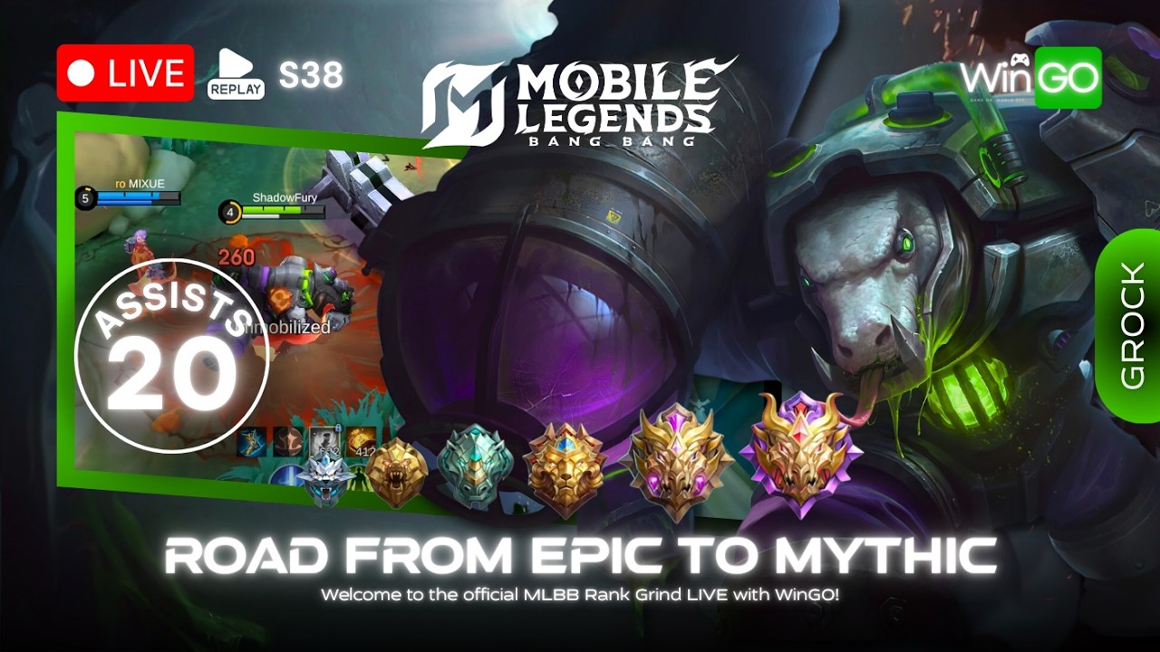 GROCK S38 MYTHIC GAMEPLAY 🔥 Assist King 20 Assists! | EP 11 MLBB Live Replay