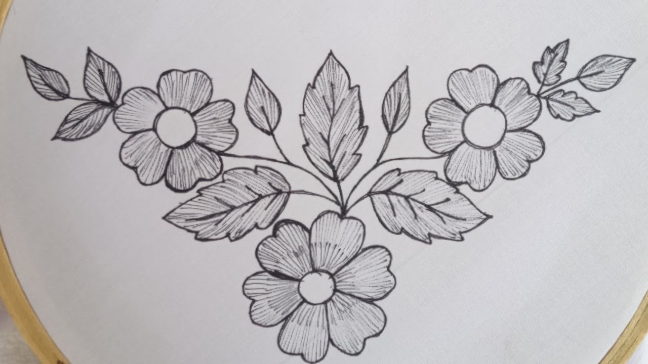 New very easy and simple hand embroidery border design for dress-kurti_Beautiful flower stitches