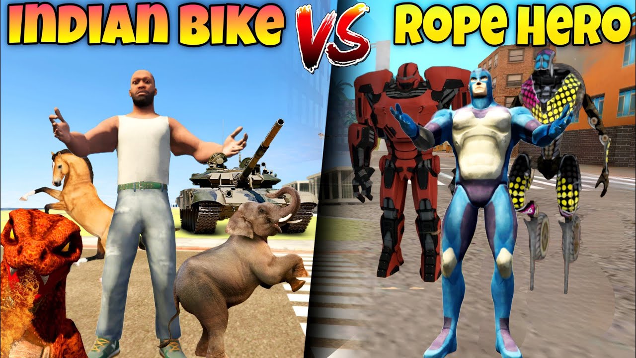 Rope Hero Vice Town Vs Indian Bike Driving 3D | Junnu Malik Gaming