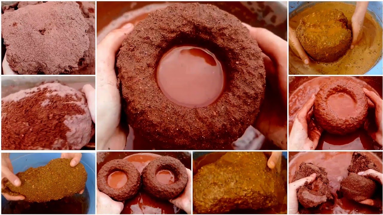 ASMR Soft Red Dirt Compilation || Dry & Water || Dipping || Satisfying || Edit || #oddlysatisfying 