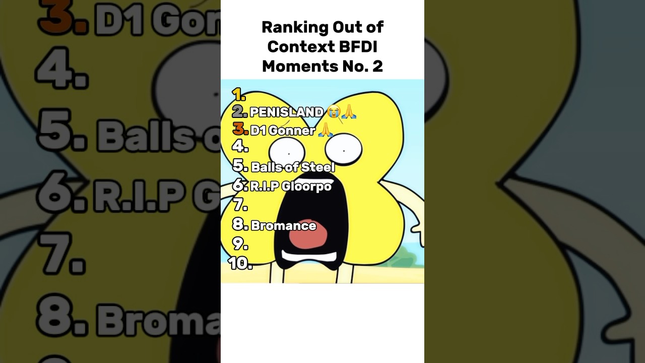 Ranking Out of Context BFDI Moments No. 2 #shorts #bfdi #bfdia #bfb #tpot #ranking #meme