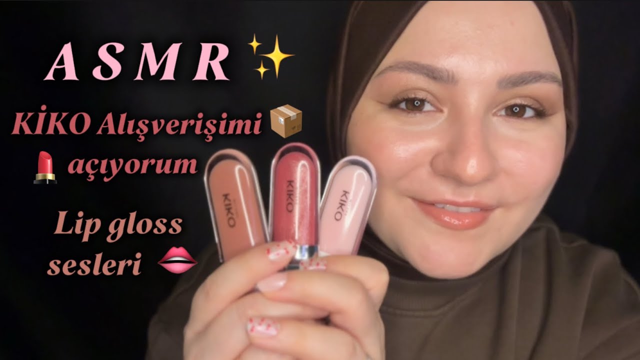 ASMR Kiko Alışverişimi İnceliyorum 📦✨| KIKO Makeup Haul (Lip Gloss Set)💄