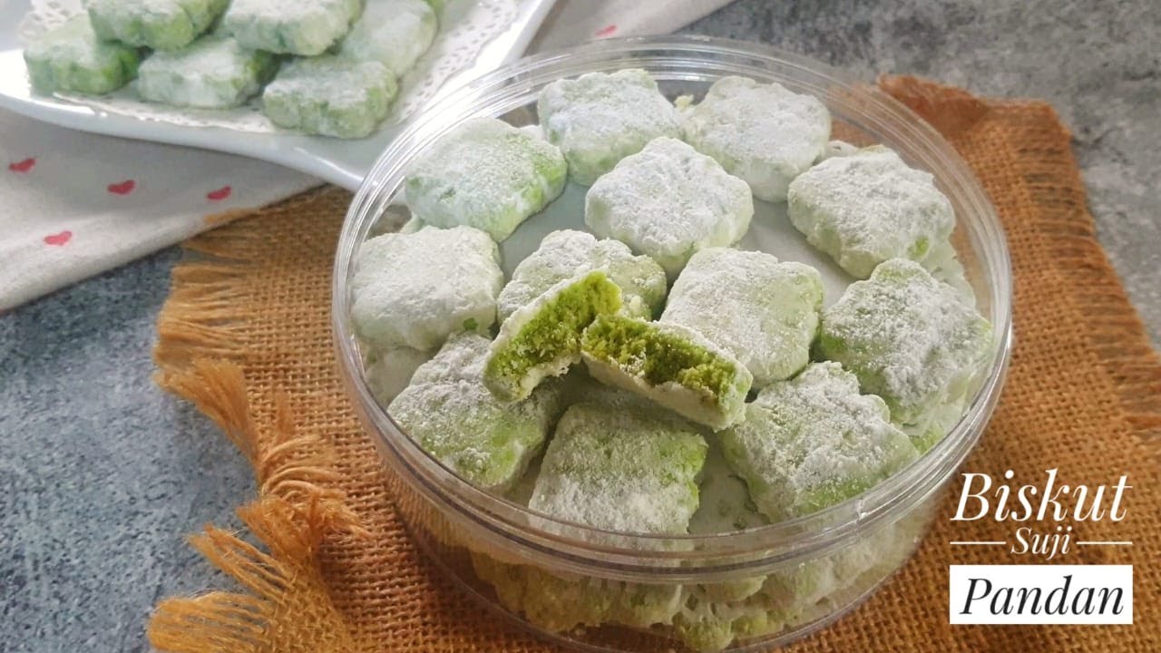 Biskut Suji Pandan Cair di Mulut | Melt in Your Mouth Pandan Semolina Cookies