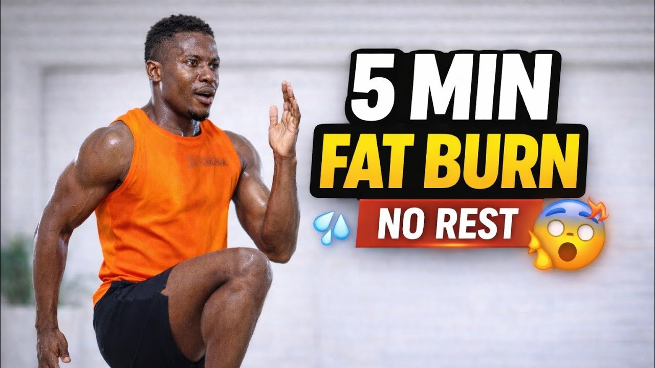 5 MIN CARDIO BLAST 🔥 Burn Fat Fast (No Rest, No Equipment)