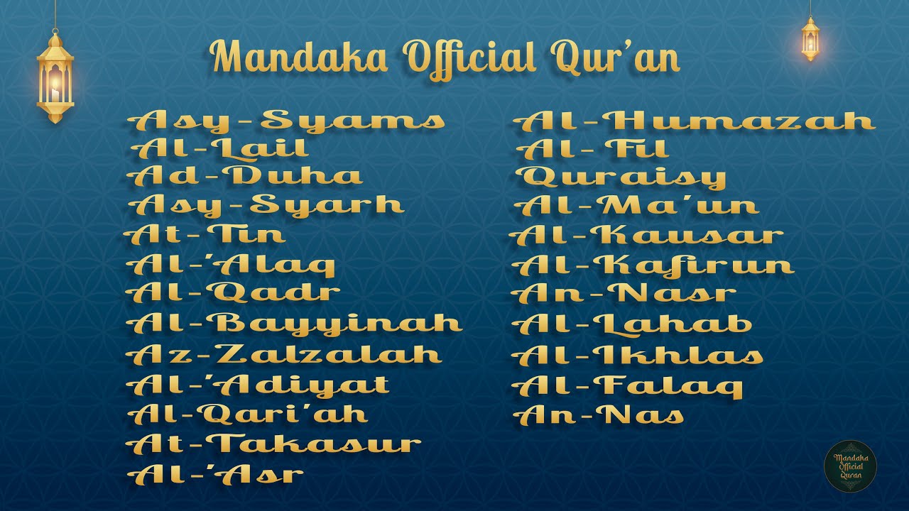 Murattal Surat Pendek Mudah Dihafalkan Asy Syams - An Nas