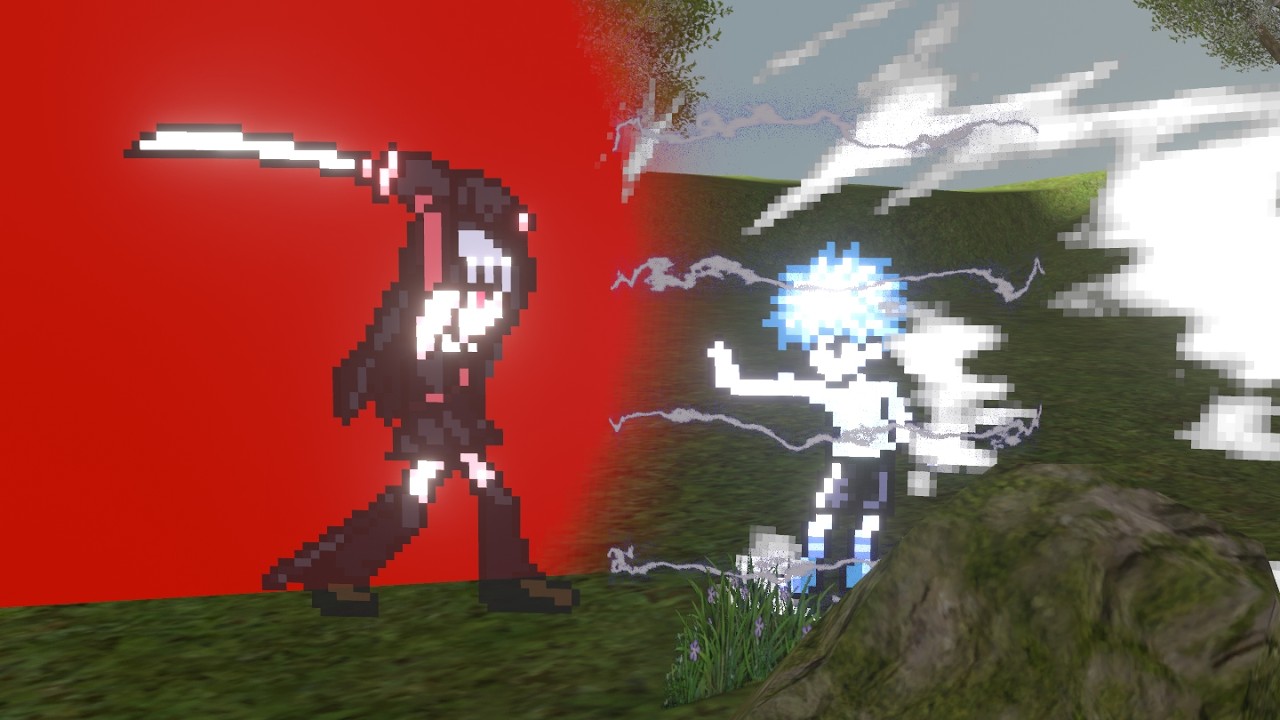 [blender sprite animation]Akame vs Killua  (Trash)(Test)