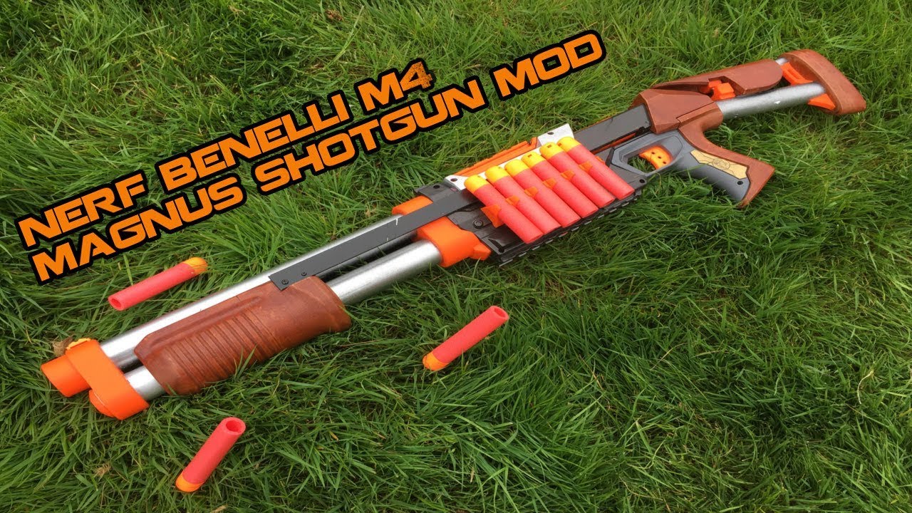 NERF BENELLI M4 SHOTGUN MOD || Wooden MEGA Magnus Mod | Walcom S7