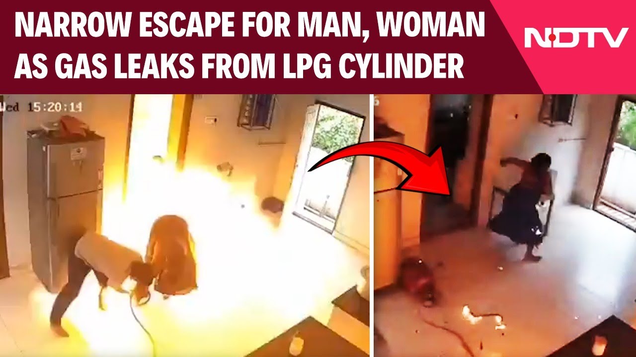 LPG Gas Explosion | Narrow Escape For Man, Woman As Gas Leaks From LPG Cylinder