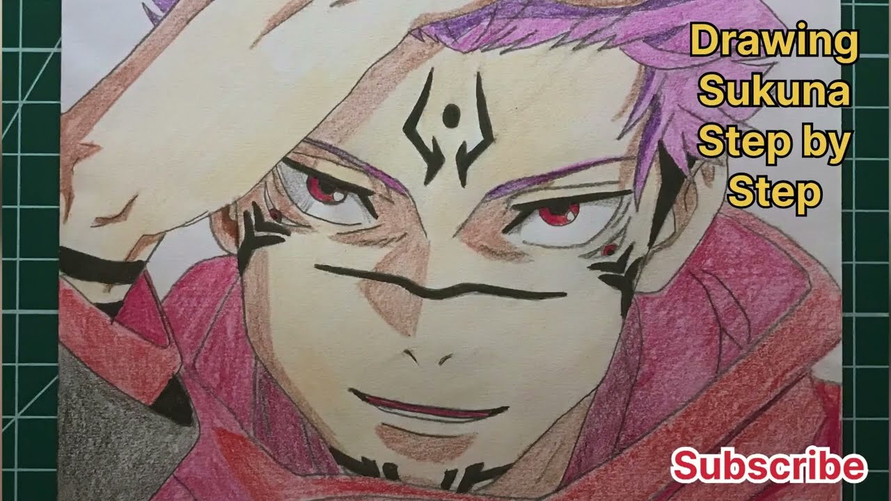 How to draw Sukuna / lesson for beginner / step by step / drawing anime hero / Jujutsu Kaisen