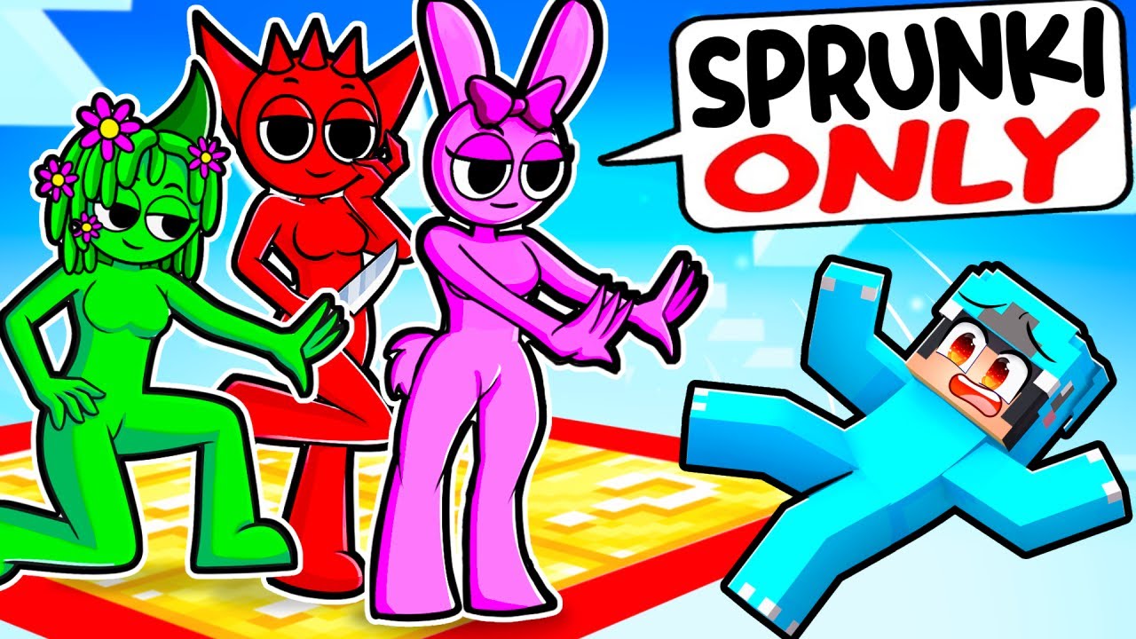 LOCKED on ONE LUCKY BLOCK With WEIRD SPRUNKI GIRLS!