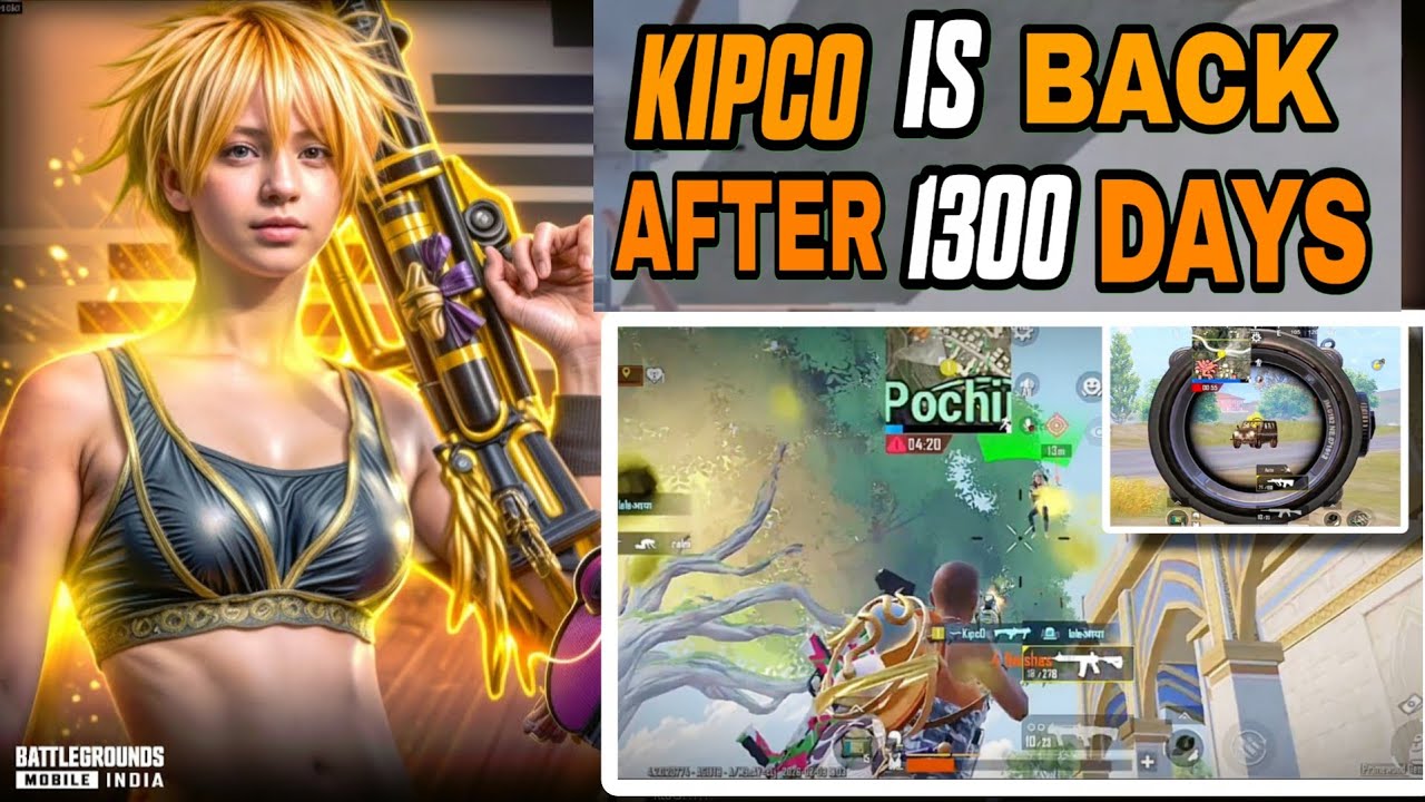 Kipco IS BACK AFTER 1300 DAYS ll with deadly clutch ||  FASTEST 4 FINGER 1V4 CLUTCH IN  BGMI ll  