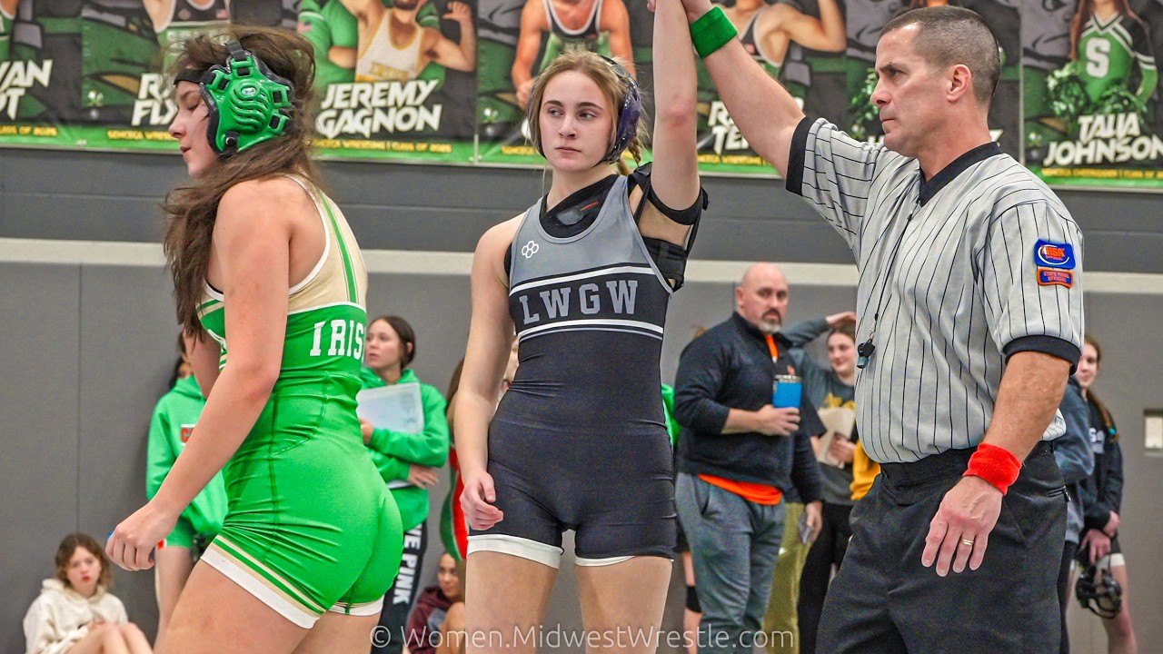 Mic'd Up: 125 – Emma Spittler {G} of Seneca IL vs Dani Schedin {R} of Lincoln Way Girls Wrestling IL