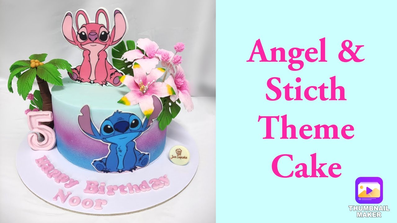 Stich & Angel Theme Cake Design 🌺🌺🌺🌊🫧