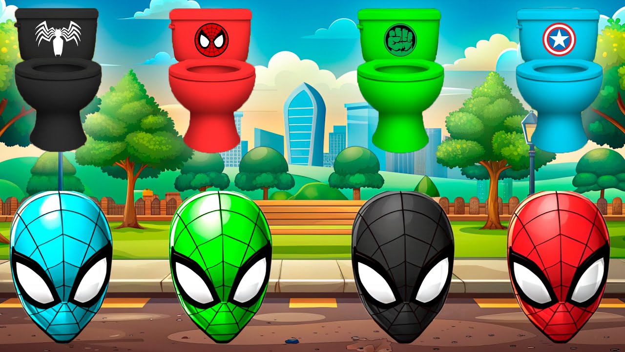 TEBAK GAMBAR 🕷 SPIDER-MAN vs 🚽 SKIBIDI TOILET | SUPERHERO MARVEL CARTOON COLORS AVENGERS WRONG HEAD