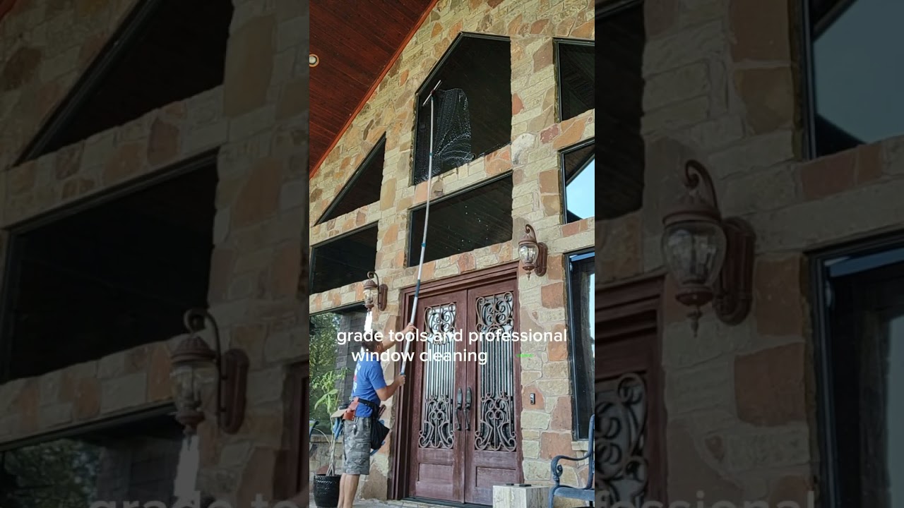 Big and high traditional window cleaning with a pole