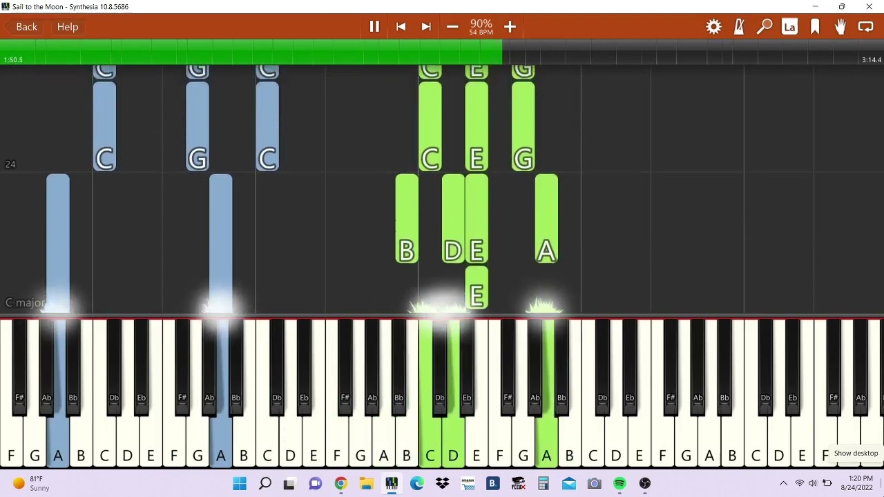 Sail to the Moon Solo Piano Midi Tutorial Radiohead