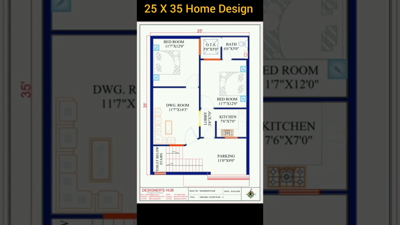 25 X 35 South Facing House Plan 🏠 #houseplan #shortsfeed