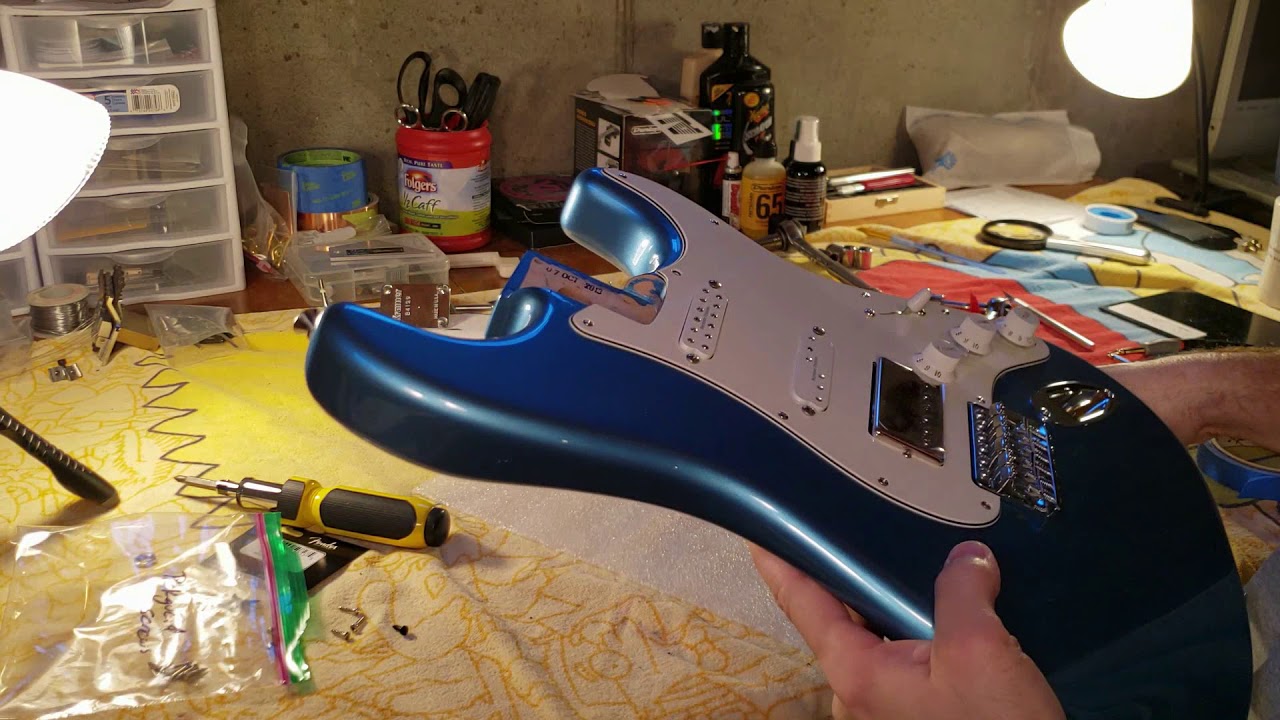Fender Partscaster Final Assembly // 920D Custom Pickguard // Warmoth Roasted Flame Maple neck