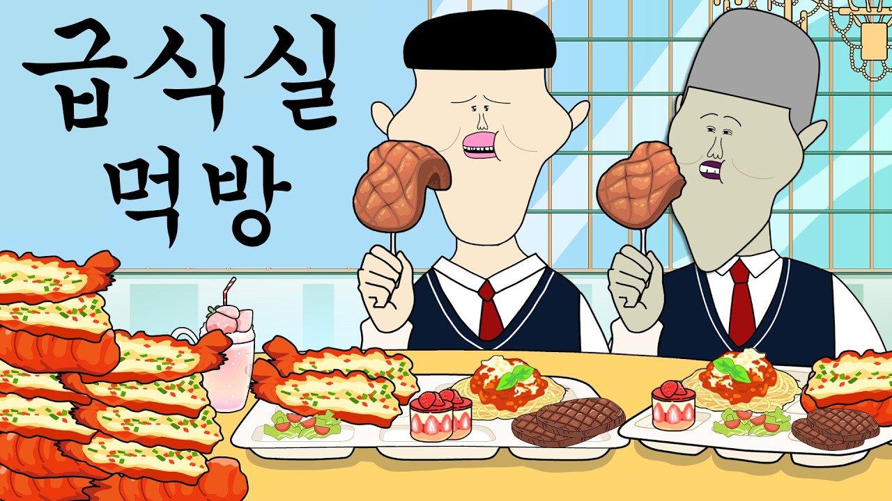 다이아수저 친구네 별장 급식실에서 먹방 찍기 [병맛더빙/웃긴영상]