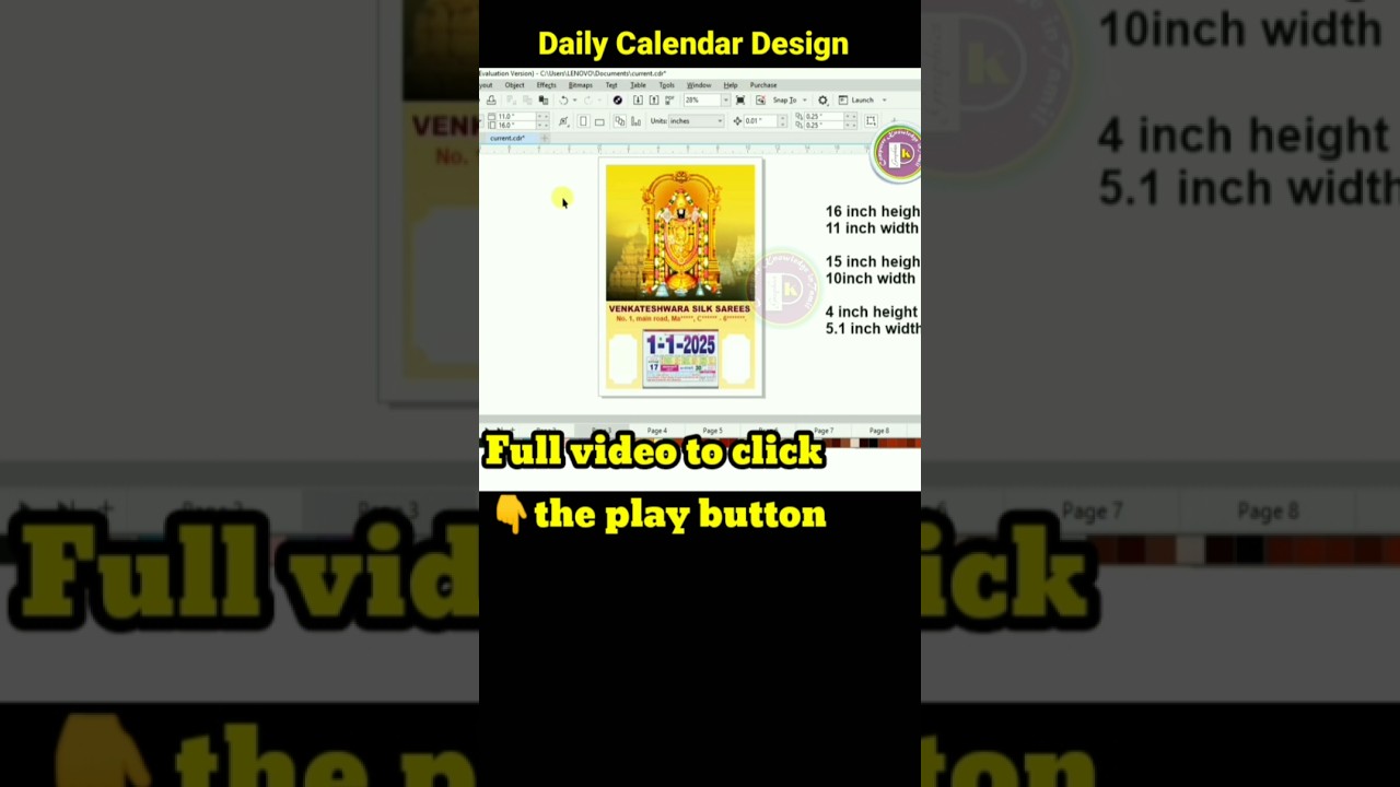 🌟Easy to create Daily Calendar design in Coreldraw tamil tutorial