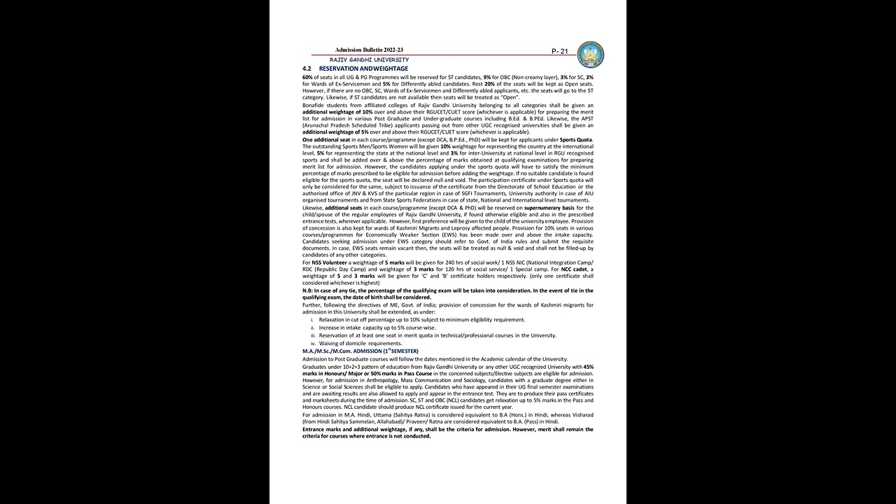 RGU Admission Bulletin 2022-23 (RGU Prospectus)