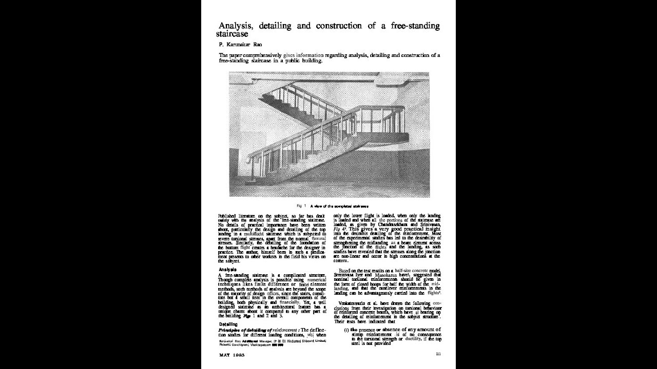 Modelling, analyzing and design of free standing staircase on staad pro CE