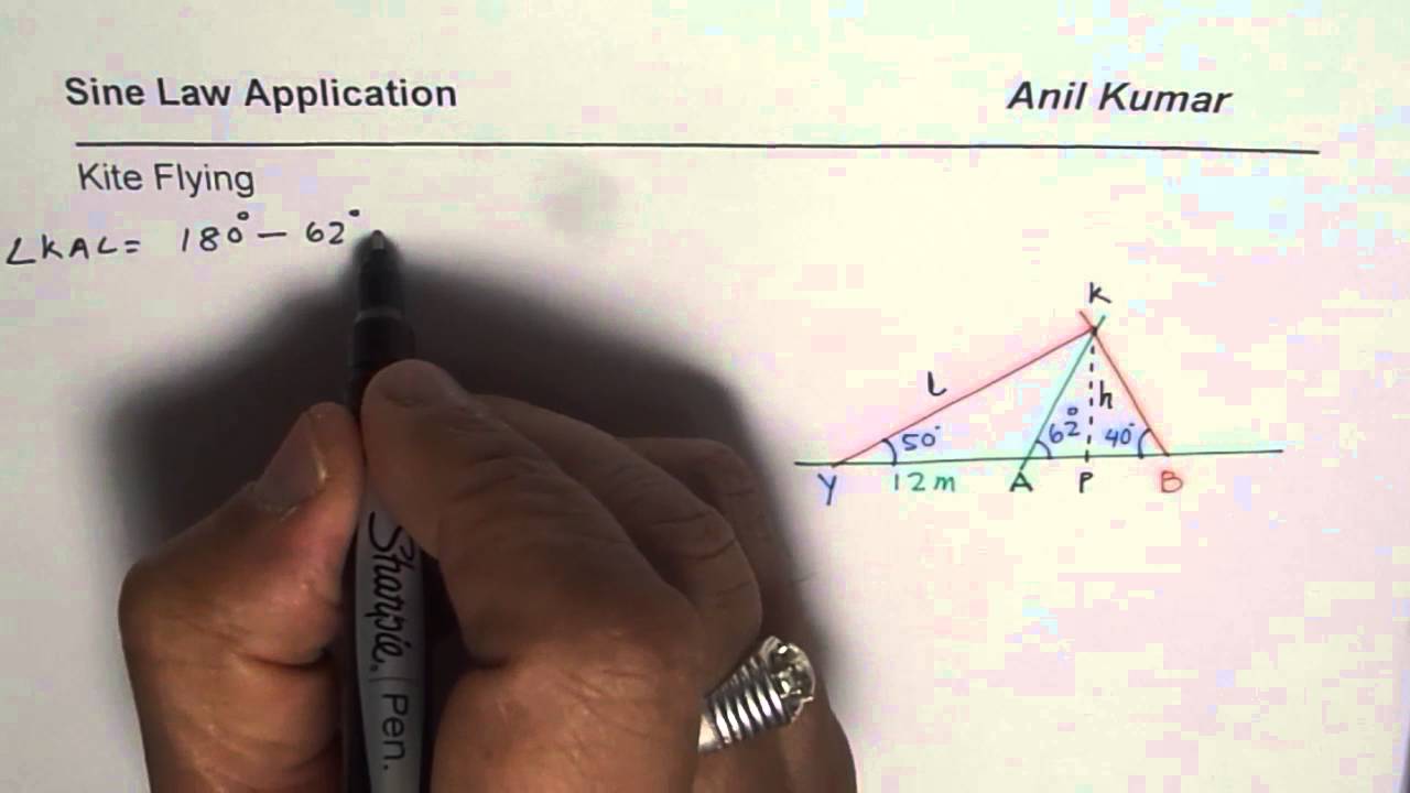 Sine Law CHALLENGE Application Kite Flying Height and Length of String