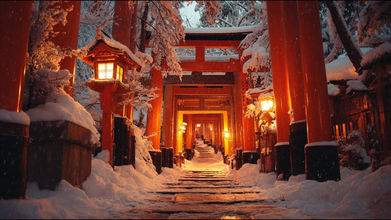 Nostalgic Japanese Lo-Fi Ambience Fushimi Inari Shrine at Night[Lofi hiohop / Chill]