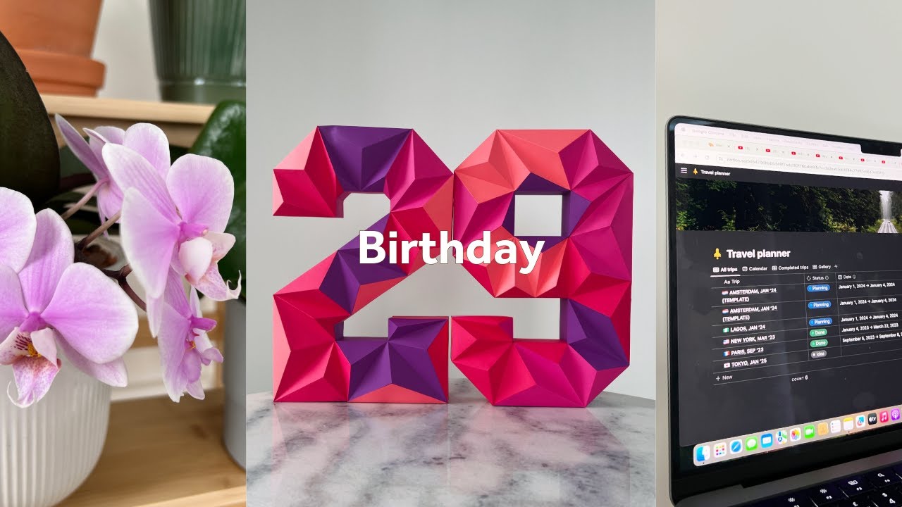 Birthday Vlog | DIY Paper craft decor + Travel planning (Notion template) + Beginner Plant care